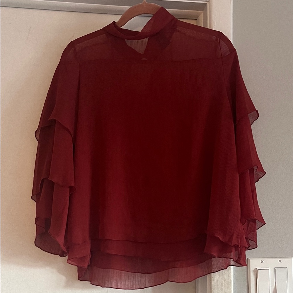 Ann Taylor Deep Red Layered Blouse